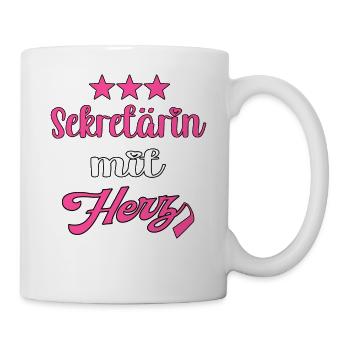 Sekretärin mit Herz. Frauen Büro Sekretärin - Tasse - Weiß - Rechts