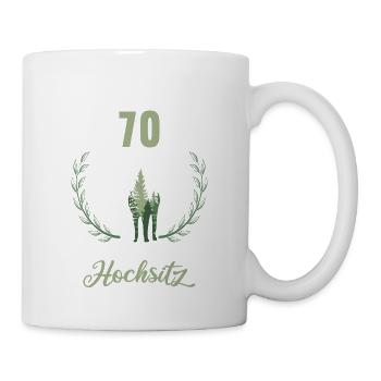 70 Jahre helfen auf Hochsitz 70 Geburtstag Jäger - Tasse - Weiß - Rechts