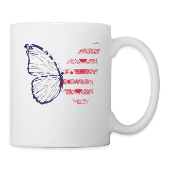 Papillon floral 4 juillet Jour de l’indépendance - Mug blanc - blanc - Droite