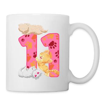 Chaton de 11e anniversaire | Chemise d’anniversaire de chat - Mug blanc - blanc - Droite