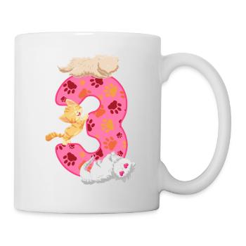 Chaton 3ème anniversaire | Chemise d’anniversaire de chat | - Mug blanc - blanc - Droite