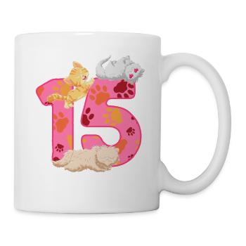 Chaton de 15 ans | Chemise d’anniversaire de chat - Mug blanc - blanc - Droite