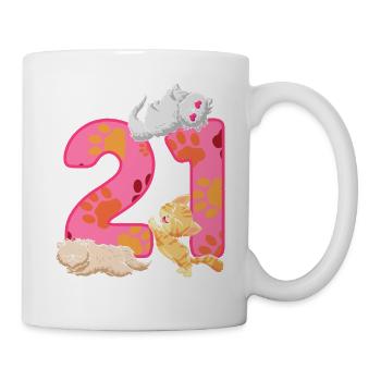 Chaton 21e anniversaire | Chemise d’anniversaire de chat - Mug blanc - blanc - Droite