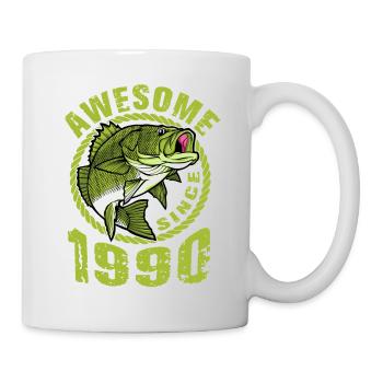 Génial depuis 1990. Angel, l’anniversaire du pêcheur - Mug blanc - blanc - Droite