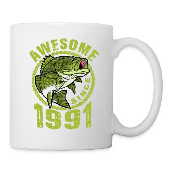 Génial depuis 1991. Angel, l’anniversaire d’un pêcheur - Mug blanc - blanc - Droite