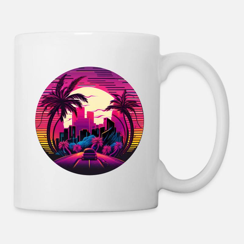 Retrowave Synthwave 80s Design - Tasse - Weiß