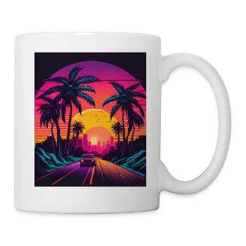 Retrowave Synthwave 80s Design - Tasse - Weiß - Rechts