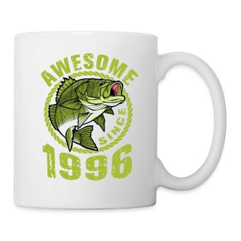 Awesome since 1996. Angel, Angler Geburtstag - Tasse - Weiß - Rechts
