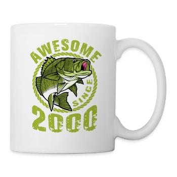 Awesome since 2000. Angel, Angler Geburtstag - Tasse - Weiß - Rechts