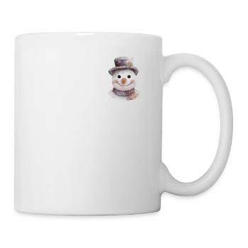 Retro Winter Schneemann Gesicht Brusttasche - Tasse - Weiß - Rechts