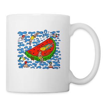 Watermelon Slice Swimming In The Water Summer - Mug - white - Right