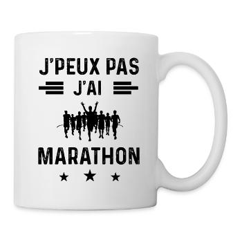 cadeau je peux pas j'ai marathon - Mug blanc - blanc - Droite