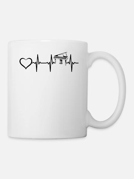Piano Heartbeat Heart Piano EKG Heartbeat Piano - Tasse - Weiß