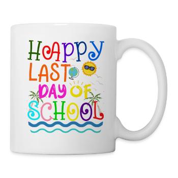 Frohen letzten Tag der Schule Lehrer Schüler absolviert - Tasse - Weiß - Rechts