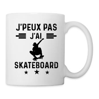 cadeau je peux pas j'ai skateboard - Mug blanc - blanc - Droite