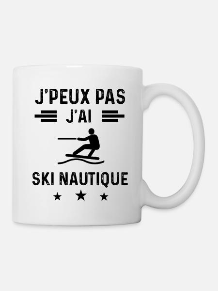 cadeau je peux pas j'ai ski nautique - Mug blanc - blanc