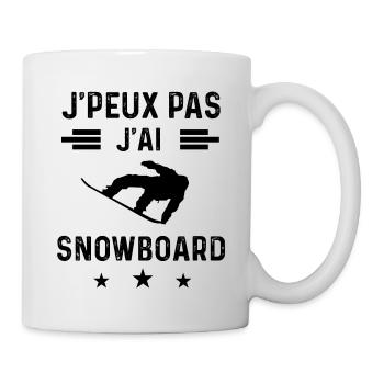 cadeau je peux pas j'ai snowboard - Mug blanc - blanc - Droite