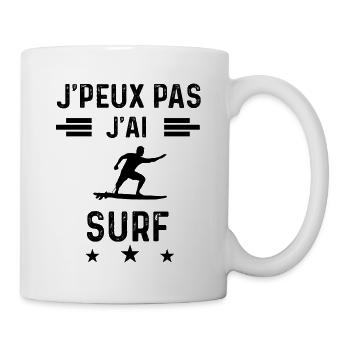 cadeau je peux pas j'ai surf board - Mug blanc - blanc - Droite