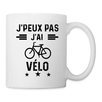 cadeau je peux pas j'ai vélo - Mug blanc - blanc - Droite
