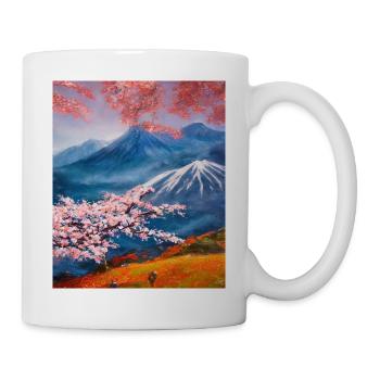 Haruno Japanese Cherry Blossom Illustration Japan - Mug - white - Right