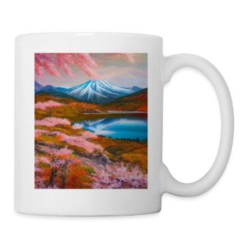 Haruno Japanese Cherry Blossom Illustration Japon - Mug blanc - blanc - Droite