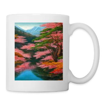 Haruno Japanese Cherry Blossom Illustration Japan - Mug - white - Right
