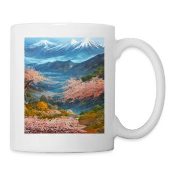Haruno Japanese Cherry Blossom Illustration Japan - Mug - white - Right