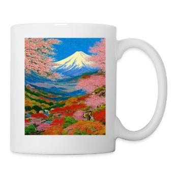 Haruno Japanese Cherry Blossom Illustration Japan - Mug - white - Right