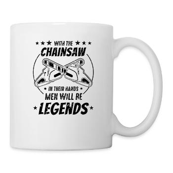 Avec la tronçonneuse à la main, les hommes deviennent - Mug blanc - blanc - Droite