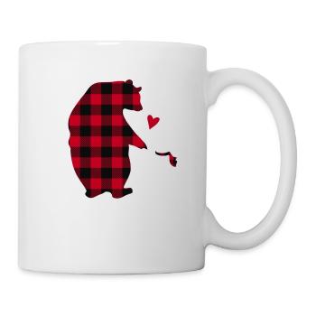 Familie Bär Pyjama Kariert - Tasse - Weiß - Rechts