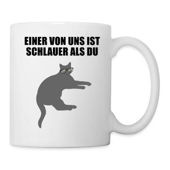 Freche Schlaue Nerd Katze Lustiger Spruch Geschenk - Tasse - Weiß - Rechts