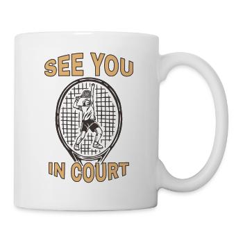 Schnapp Dir Deine Bälle, Wir Spielen Tennis - Tasse - Weiß - Rechts
