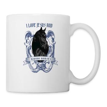 Ich Liebe Gesus Und Reitpferde Schwarzes Gottzitat - Tasse - Weiß - Rechts