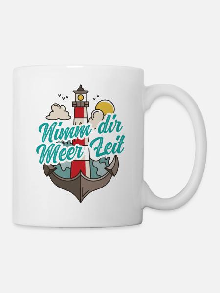 Nimm Dir Meer Zeit Nordsee Geschenk Leuchtturm - Tasse - Weiß