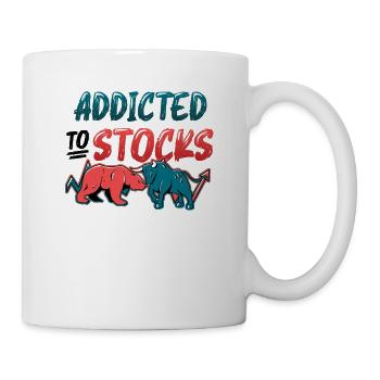 Addicted to Stocks, Bull Bear Stock Market - Mug - white - Right