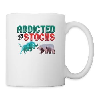 Addicted to Stocks, Bull Bear Stock Market - Mug - white - Right