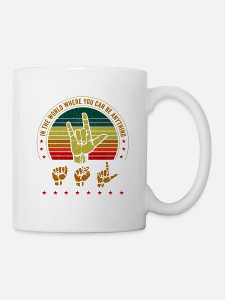 Langue des signes américaine ASL Dans le monde, en - Mug blanc - blanc