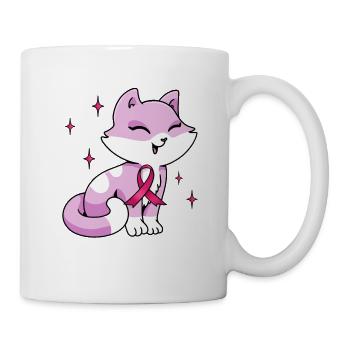 Chat nœud rose mignon octobre - Mug blanc - blanc - Droite