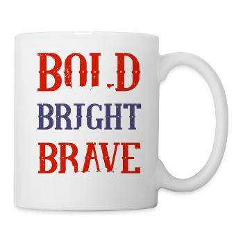 Rayures audacieuses Étoiles brillantes Cœurs courageux 4 juillet - Mug blanc - blanc - Droite