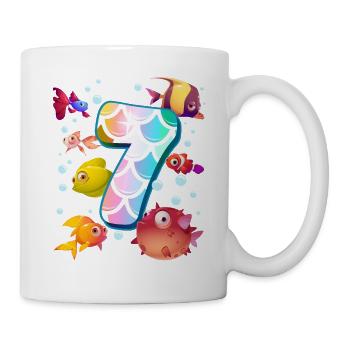 7. Geburtstag | Regenbogenfisch Geburtstag | - Tasse - Weiß - Rechts