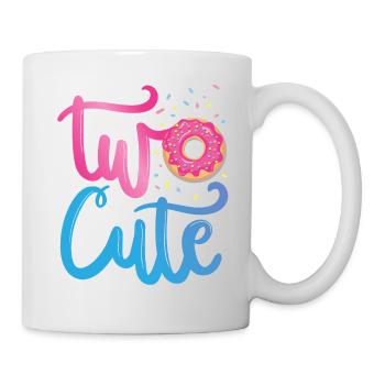 Zwei Niedlich | Donut Geburtstag Shirt | Donut - Tasse - Weiß - Rechts