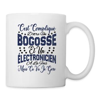 compliqué d'être un Bogosse et un électronicien. - Mug blanc - blanc - Droite