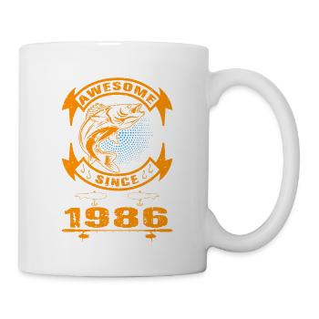Awesome since 1986. Angel, Angler's birthday - Mug - white - Right