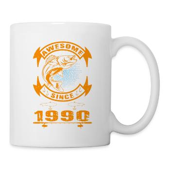 Génial depuis 1990. Angel, l’anniversaire du pêcheur - Mug blanc - blanc - Droite