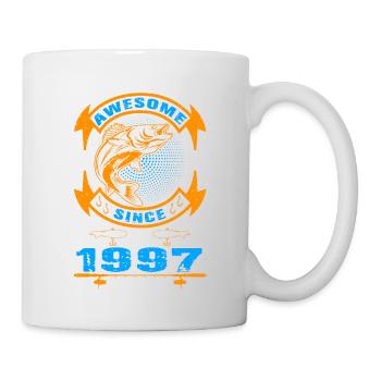 Awesome since 1997. Angel, Angler Geburtstag - Tasse - Weiß - Rechts