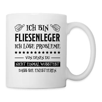 Fliesenleger Lustig Spruch Job Bodenleger Geschenk - Tasse - Weiß - Rechts
