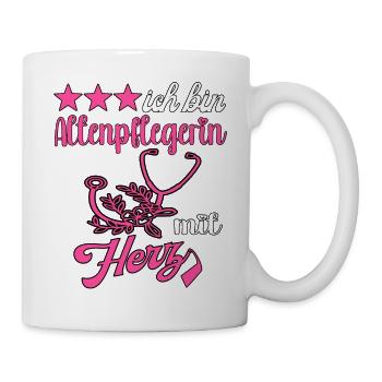 Pflegerin Altenpflegerin mit Herz Pflegekraft - Tasse - Weiß - Rechts