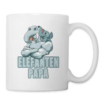 Starker Elefant mit Elefanten Kind - Tasse - Weiß - Rechts