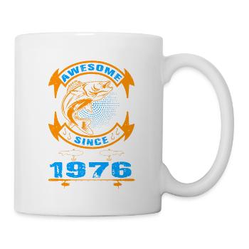 Awesome since 1976. Angel, Angler Geburtstag - Tasse - Weiß - Rechts