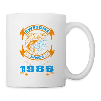 Awesome since 1986. Angel, Angler's birthday - Mug - white - Right
